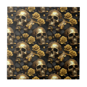 Ein Totenkopf- und Rosen-Serien-Design 8 Fliese