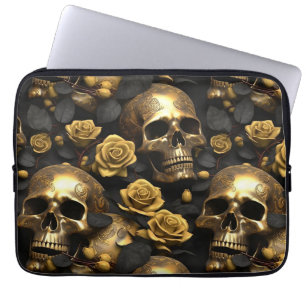 Ein Totenkopf- und Rosen-Serien-Design 8 Laptopschutzhülle
