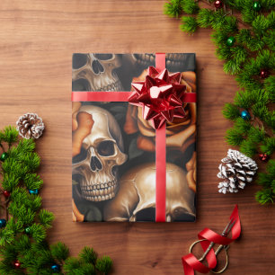 Ein Totenkopf- und Rosen-Serien-Design 9 Geschenkpapier