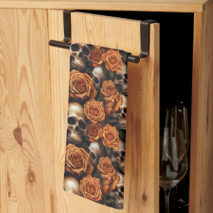 Ein Totenkopf und Rosen Serien Design 9 Geschirrtuch