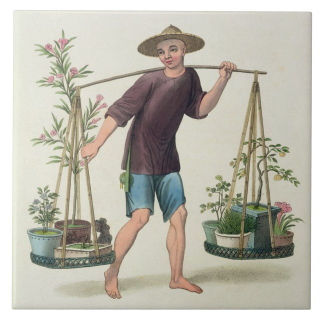 Ein Träger mit Obstbäumen und Blumen, überziehen Fliese (Vorderseite)