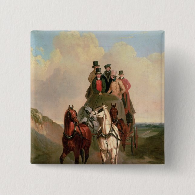 Ein Trainer und vier auf einer offenen Straße Button (Vorderseite)