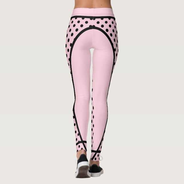 Ein Traum in Rosa mit schwarzen Punkten Yoga Leggings (Rückseite)