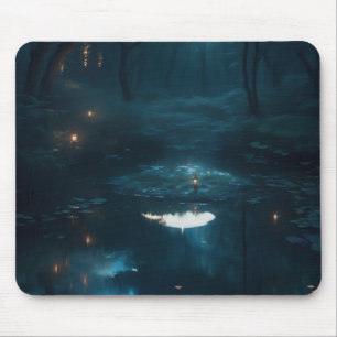 Ein traumhafter, von Mondlicht bedeckter Teich in Mousepad