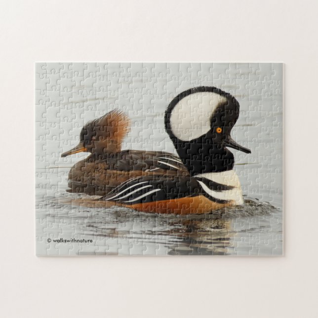 Ein Treffen gehobener Merganser-Enten Puzzle (Horizontal)