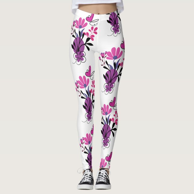 Ein trendiges, farbenfrohes Blumendesign Leggings (Vorderseite)