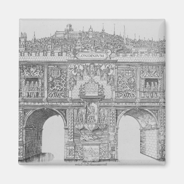 Ein Triumphbogen, graviert von William Kip, 1604 Magnet (Vorne)