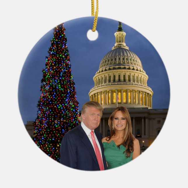 Ein Trump-Weihnachten: Donald und Melania Keramik Ornament (Vorne)