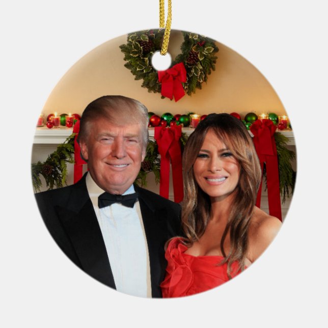 Ein Trump-Weihnachten: Donald und Melania Keramik Ornament (Vorne)