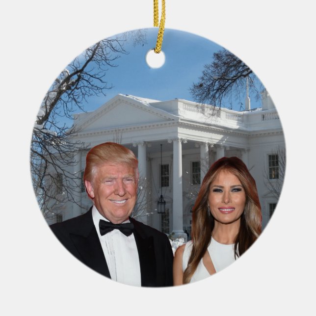 Ein Trump-Weihnachten: Donald und Melania Keramikornament (Vorne)