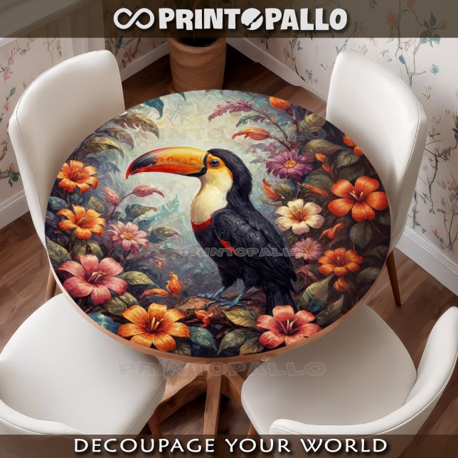 Ein Tukanvogel im Dschungel mit Blume Seidenpapier (Von Creator hochgeladen)