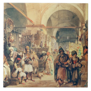Ein türkischer Basar, 1854 (Bleistift u. w/c auf Fliese