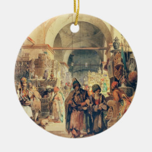 Ein türkischer Basar, 1854 (Bleistift u. w/c auf Keramik Ornament