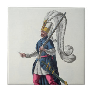 Ein türkischer Janitschar im Krieg in Kostümen Fliese
