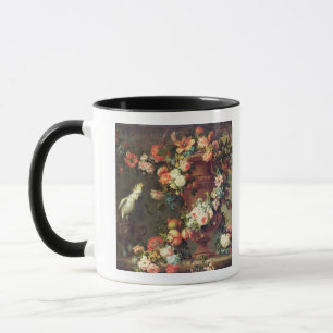 Ein Überfluss an der Frucht und an den Blumen Tasse