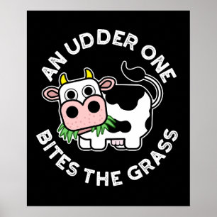 Ein Udder bricht die grasblütige Kuh dunkle BG Poster