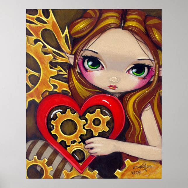Ein Uhrwerk Valentine Steampunk Märchen Kunst, Dic Poster (Vorne)