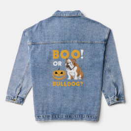 Ein ungezogener Bulldog feiert Halloween Jeansjacke