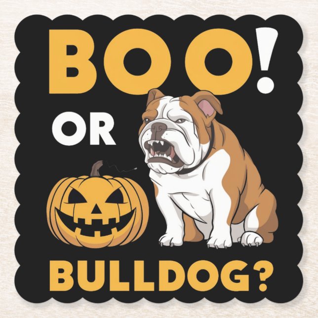 Ein ungezogener Bulldog feiert Halloween Untersetzer (Vorderseite)