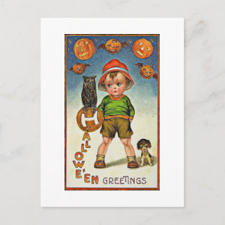 Ein unheimliches Vintage-Halloween eines Kindes Postkarte