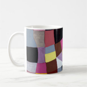 Ein unregelmäßiges Gitterbild mit Veilchen und Yel Kaffeetasse