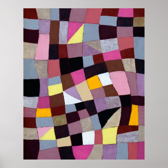 Ein unregelmäßiges Gitterbild mit Veilchen und Yel Poster (Vorne)