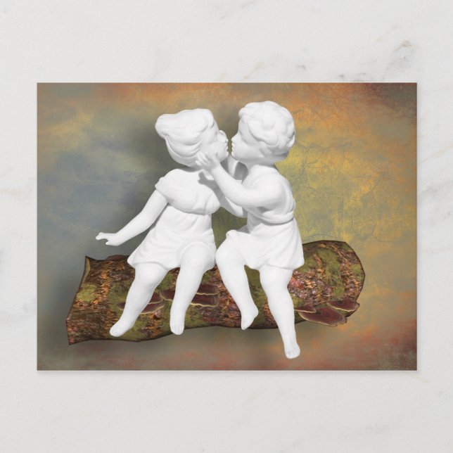 Ein unschuldiger süßer Kuss der Kindheit Postkarte (Vorderseite)