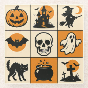 Ein Untersetzer mit verschiedenen Halloween-Motive