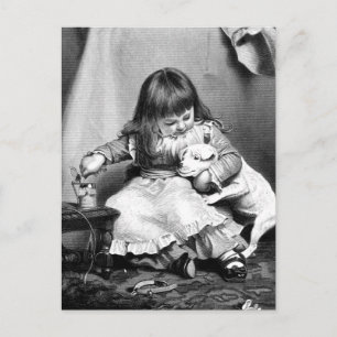 "Ein unwilliger Patient" Vintage-Illustration Postkarte