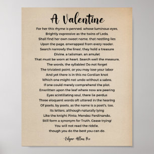 Ein Valentinsgedicht von Edgar Allan Poe Vintage P Poster
