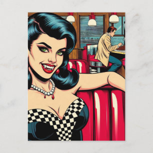 Ein Vampir im Retro-Diner Postkarte