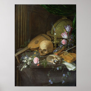 Ein Vanitas Stillleben mit einem Nautilus und eine Poster