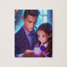 Ein Vater, der das Zauberpuzzle machen kann Puzzle