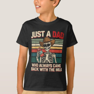 Ein Vater, der mit dem Milch-Skelett Retro zurückk T-Shirt