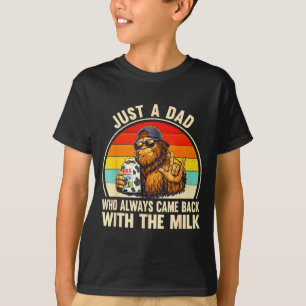 Ein Vater, der mit der Milch zum Vatertag zurückge T-Shirt