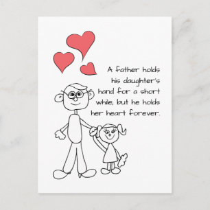 Ein Vater hält seine Tochter an der Hand Postkarte