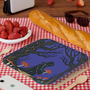 Ein verhüllter, vermummter Sammler beim Sammeln vo Pappteller