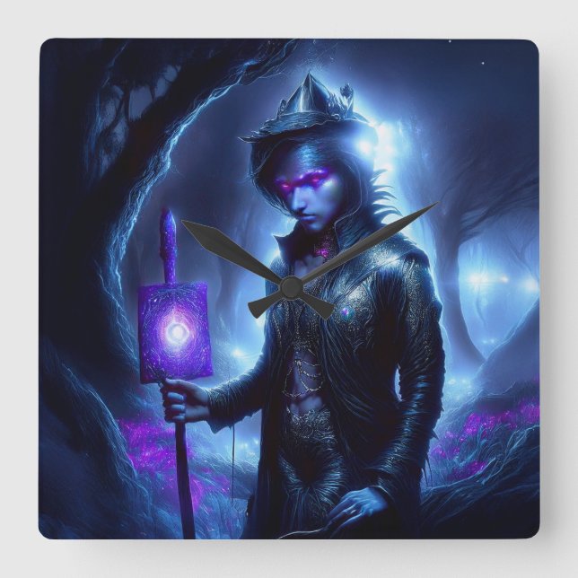 Ein verlorenes Soul wander den Nachtwald Quadratische Wanduhr (Vorderseite)