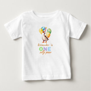 Ein verrückter Gänsejunge Blue 1. Geburtstag  Baby T-shirt