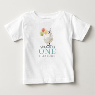 Ein verrückter Gänsejunge Blue 1. Geburtstag Baby T-shirt
