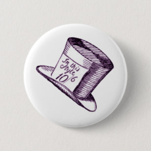 Ein Verrückter-Hutmacher-Hut mit violetter Tönung Button