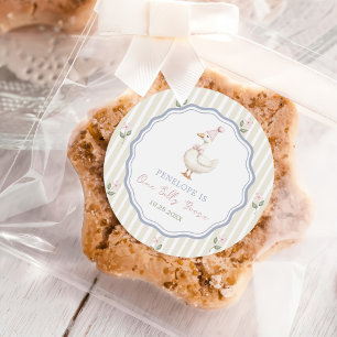 Ein verrücktes Gänsemädchen 1. Geburtstag  Runder Aufkleber
