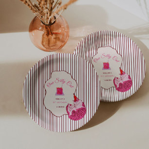 Ein verrücktes rosa Kätzchen 1. Geburtstag Pappteller