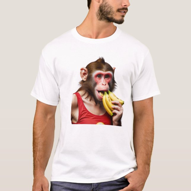 Ein verspielter Affe sitzt auf einer dynamischen,  T-Shirt (Vorderseite)