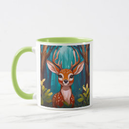 Ein versteckter Hirsch sieht Sie an. Tasse