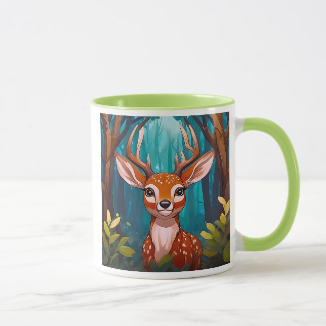 Ein versteckter Hirsch sieht Sie an. Tasse (Rechts)