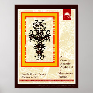 Ein Verziertes asemisches Alphabet in monströsen F Poster