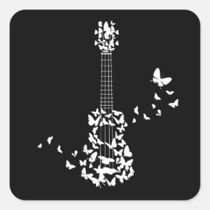 Ein vier String Ukulele Instrument mit wunderschö Quadratischer Aufkleber