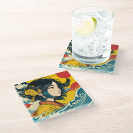 Ein vietnamesisches Mädchen im Vollblut Glasuntersetzer