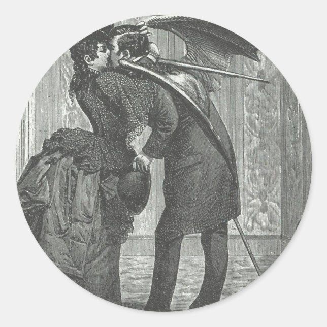 Ein Viktorianischer Kuss/Gothic Winged Vampire Runder Aufkleber (Vorderseite)